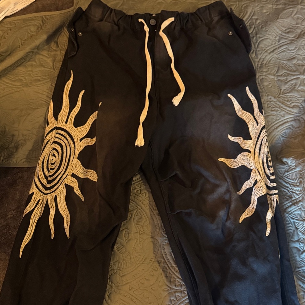 Vale Black Sun-Embroidered Men's Pants